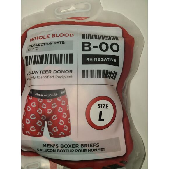 Whole Blood Boxer Briefs Main and Local Brand in Volunteer Blood Bag Large NWT - Picture 2 of 2